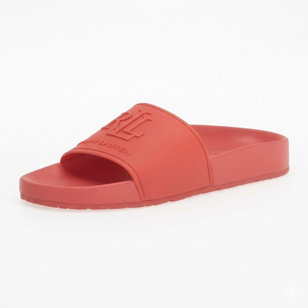 Lauren Ralph Lauren Adelyne Pool Slides Sandals Women’s 11 Red Logo Slip On